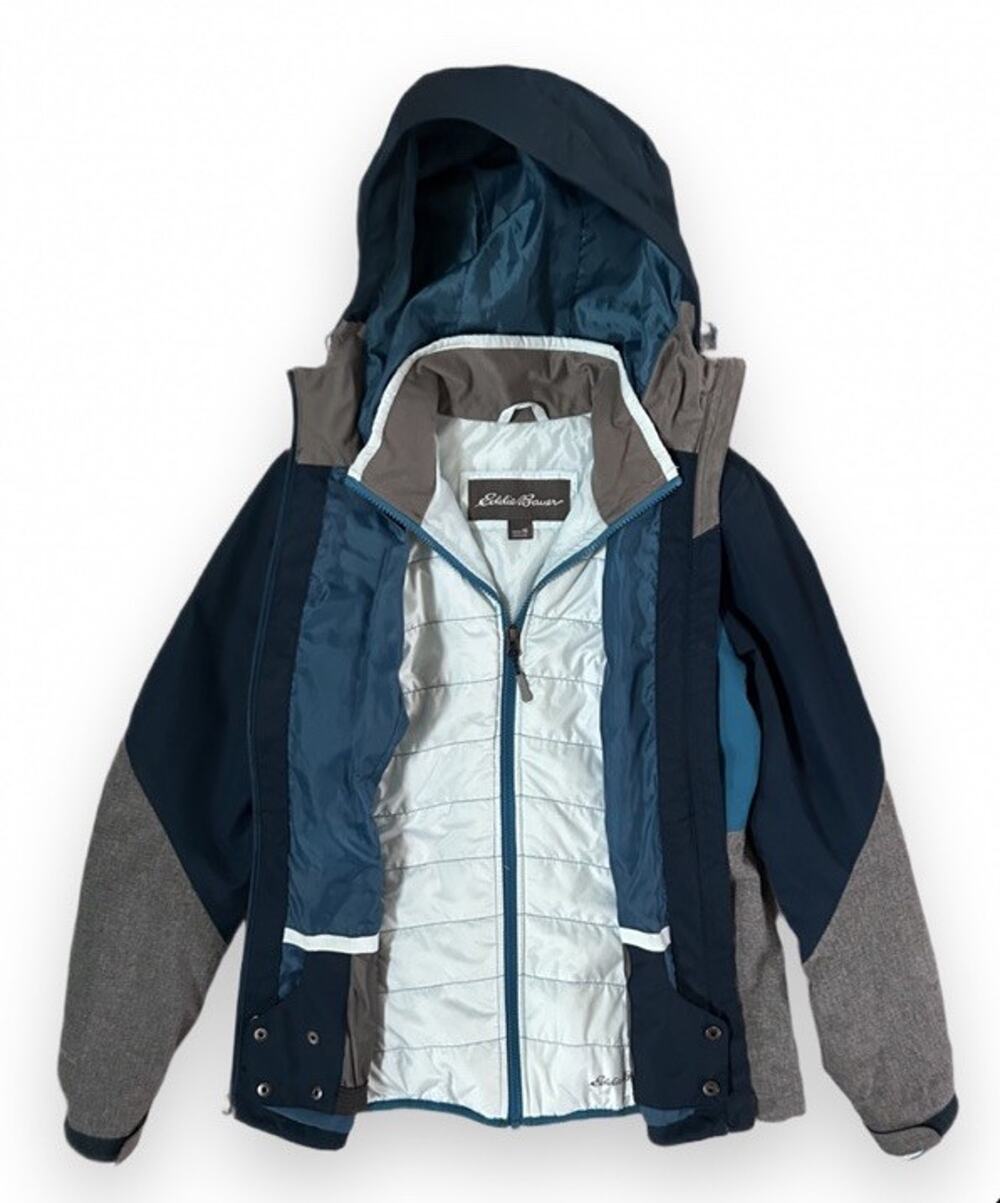 Eddie Bauer Blue Colorblock Weatheredge 3-in-1 Interchange Zip Coat Women’s XS